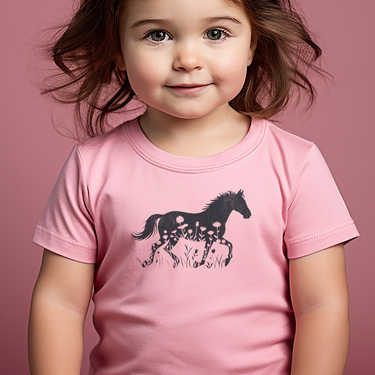 Flower Horse Light Toddler T Shirt - Pink